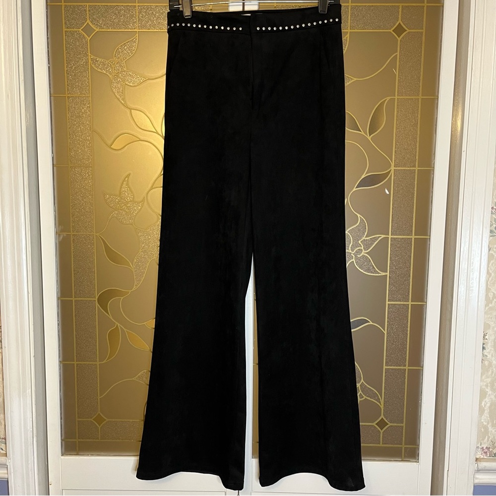 Dear John Fiona High Rise Wide Leg Black Suede Pants, Size 27